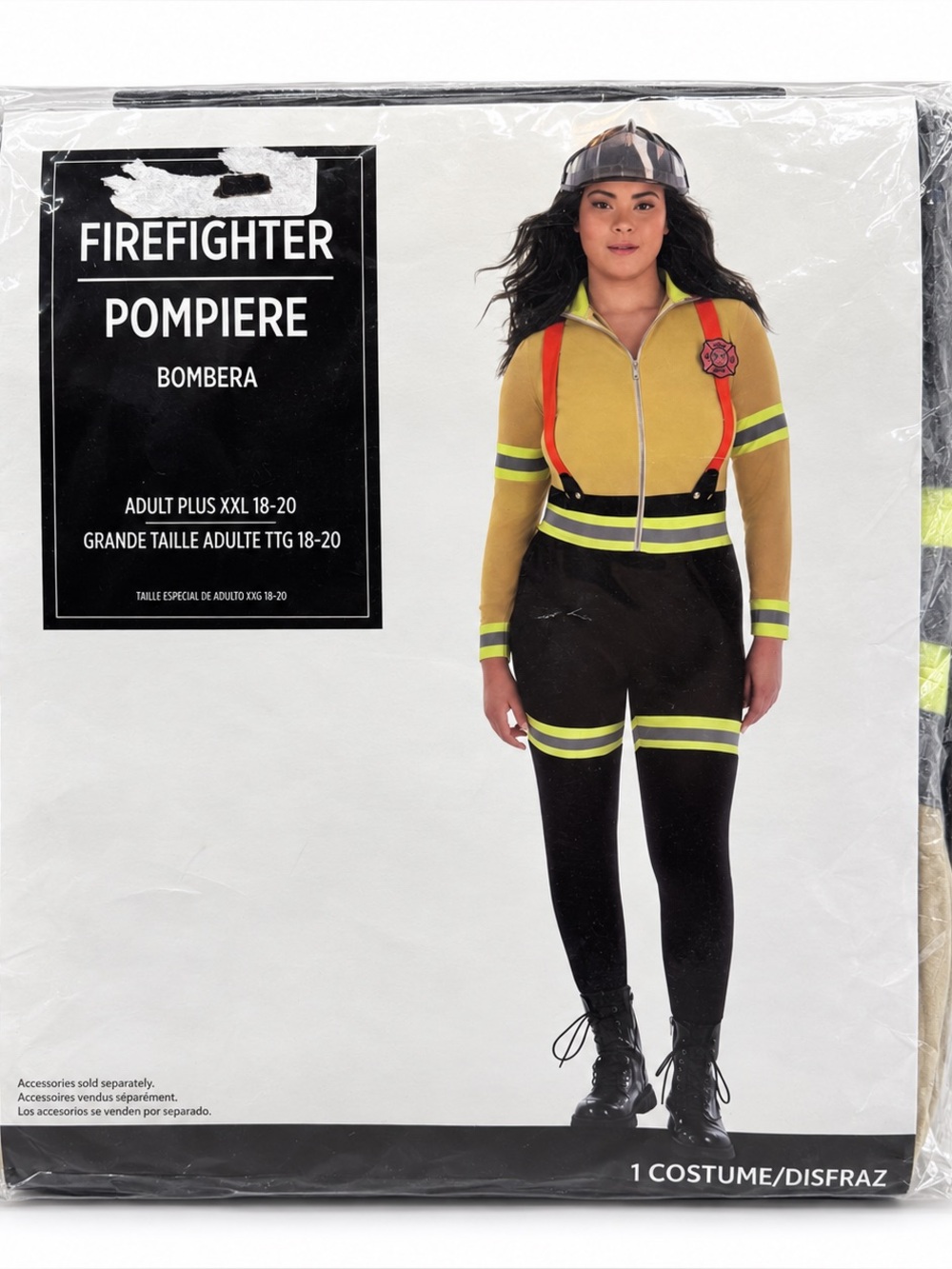 Amscan Women's Firefighter Costume Set Plus XXL 18-20: Catsuit & Badge